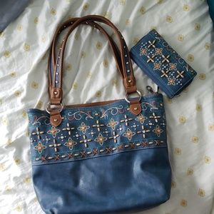 Western style shoulder bag and matching wallet.